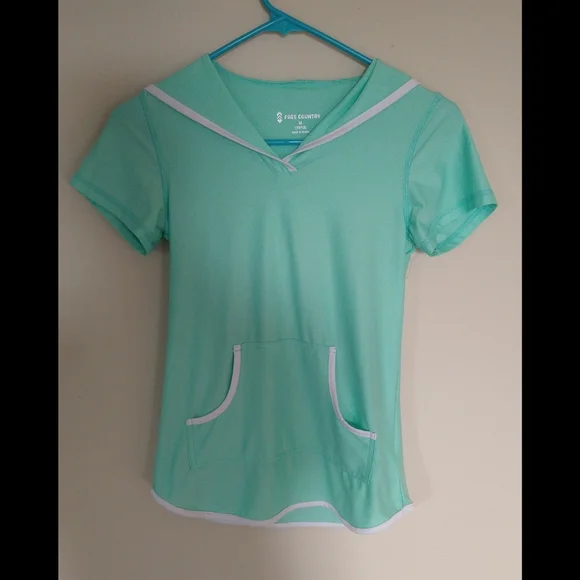 Free country girls swim cover up spearmint green M UPF 50 sun Mesh hooded - Picture 4 of 5